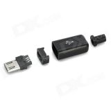 Набор деталей для сборки разъема вилка (штекер, male) micro-USB в корпусе: 5 контактов, пайка на кабель, 27mm x 9mm x 5mm.