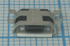 Разъем гнездо (розетка, female) micro-USB, 5 контактов, на плату, вариант 001.