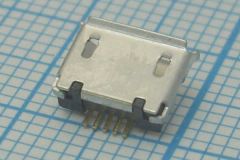 Разъем гнездо (розетка, female) micro-USB, 5 контактов, на плату, вариант 004.